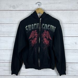 RARE Vintage Y2K Sworn Enemy Band Zip Hoodie Small